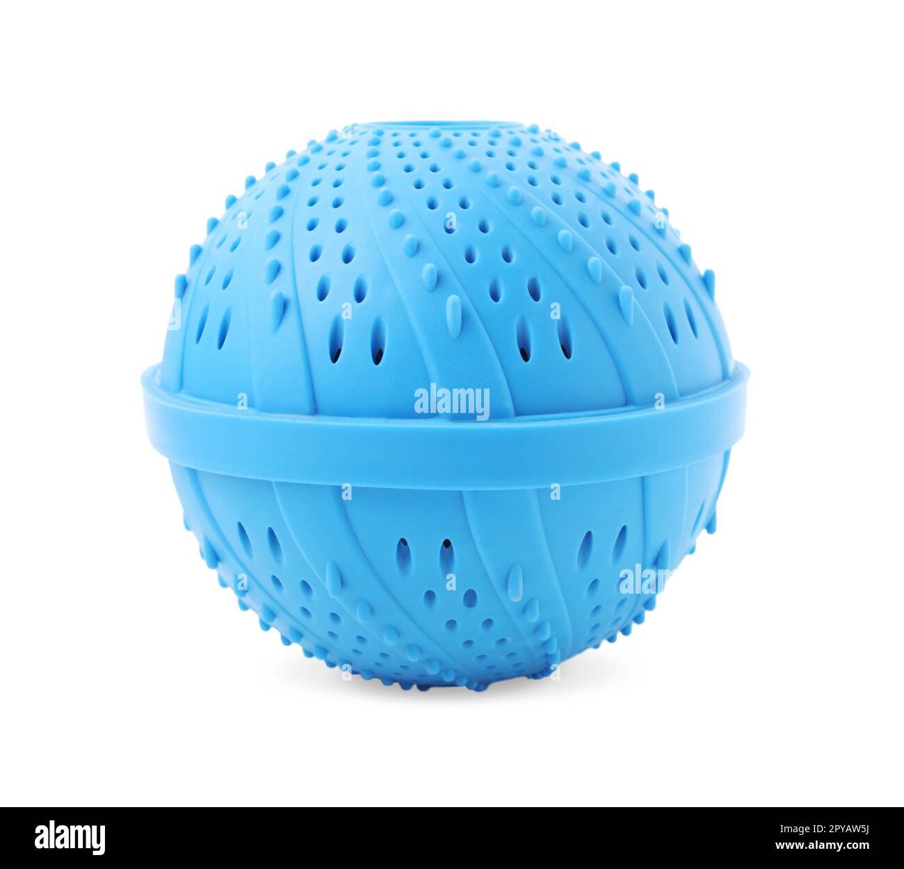 Light blue dryer ball for washing machine isolated on white. Laundry