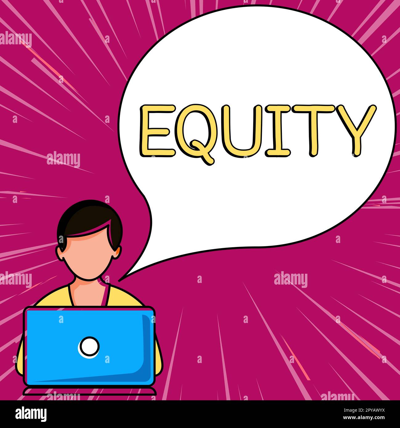 Sign displaying Equity. Business concept quality of being fair and impartial race free One hand Unity Stock Photo