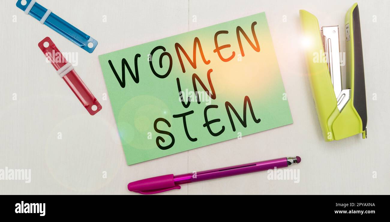 Hand writing sign Women In Stem. Word for Science Technology ...