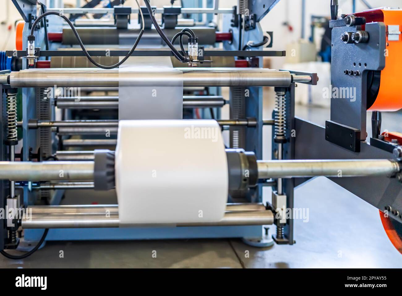 production of plastic packaging materials in the factory Stock Photo