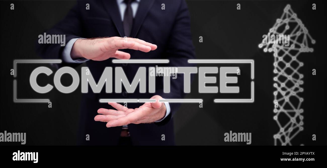 Writing displaying text Committee. Business overview Group of people ...