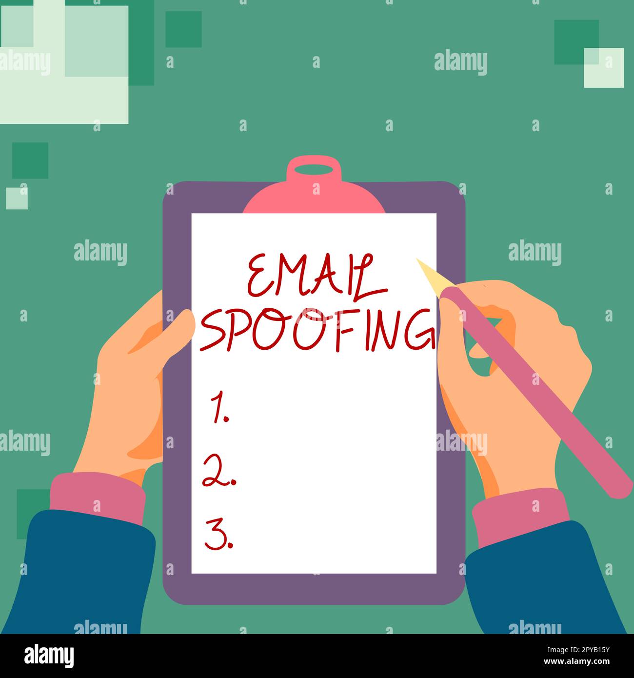 Conceptual caption Email Spoofing. Concept meaning secure the access and content of an email account or service Stock Photo