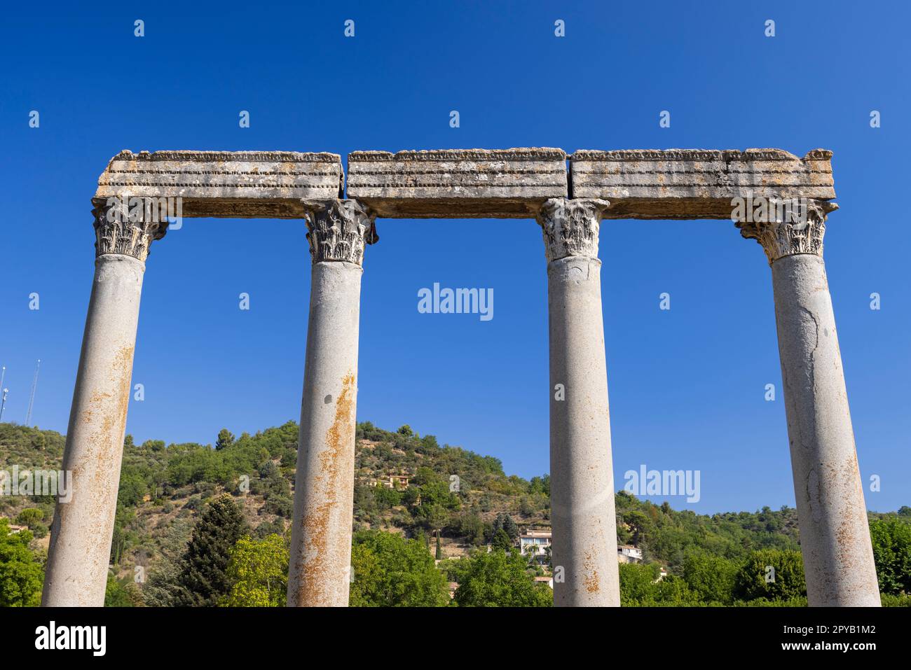 ruins of Roman temple in Riez, Alpes-de-Haute-Provence , France Stock Photo