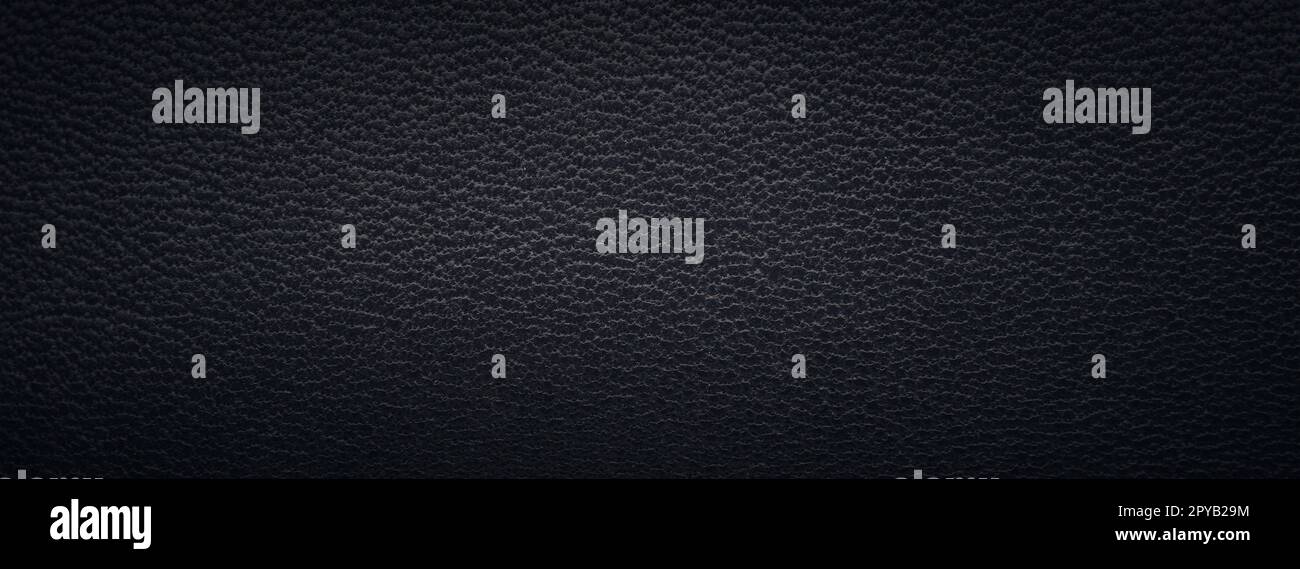 Texture of a fine black leather surface using as background or header Stock Photo