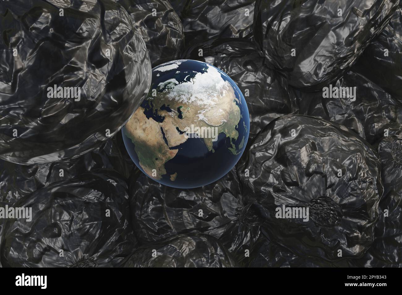 Earth on a heap of rubbish. Illustration of the concept of garbage