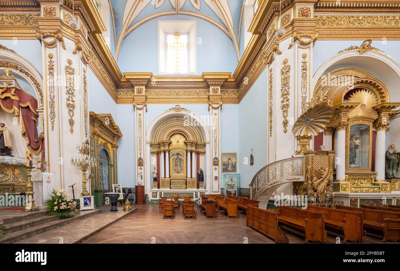 Mexico, APR 25 2023 - Interior view of the Templo de San Jose de Gracia Stock Photo