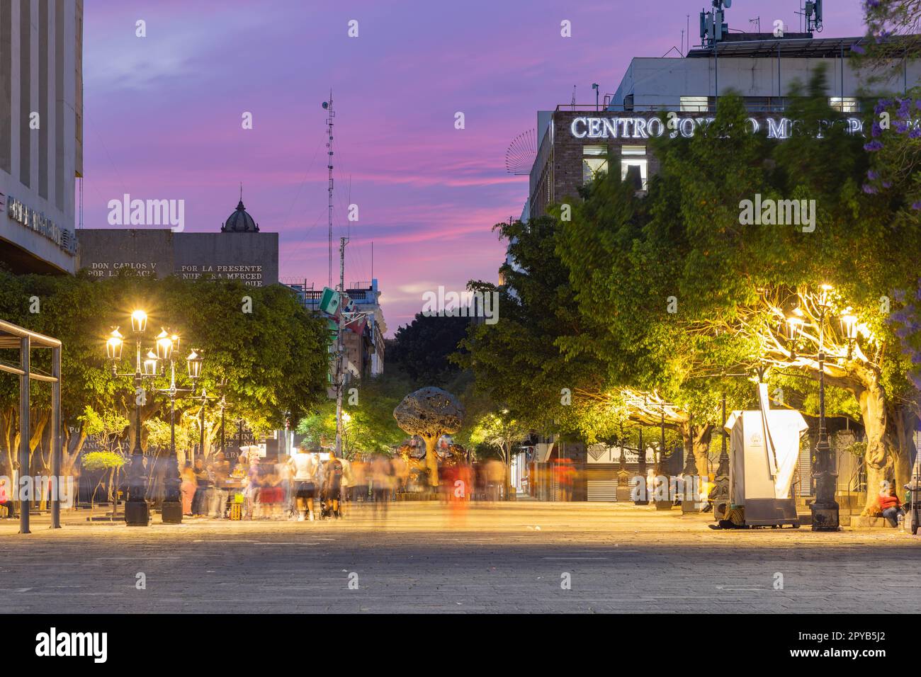 Mexico, APR 26 2023 - Night view of the Zona Centro cityscape Stock Photo