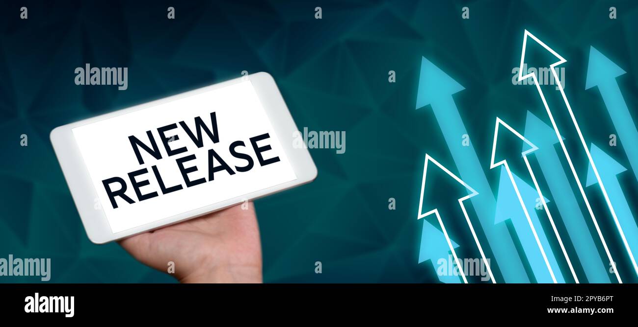 Handwriting text New Release. Concept meaning announcing something newsworthy recent product in the market Stock Photo