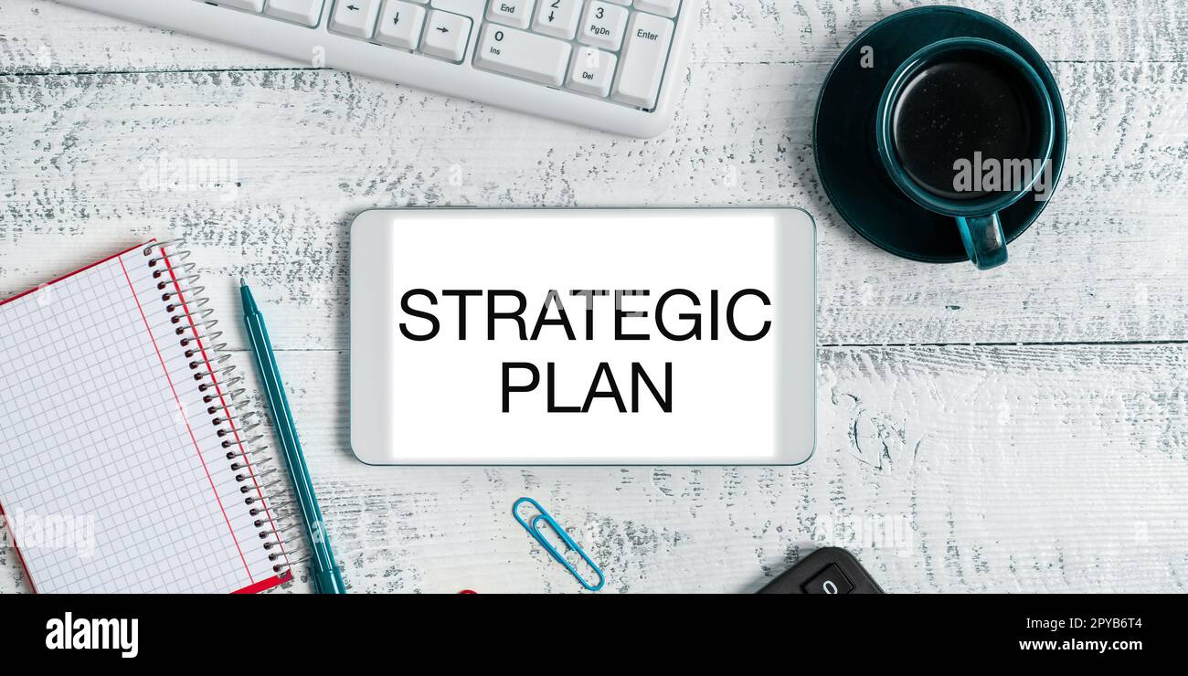 Text caption presenting Strategic Plan. Internet Concept A process of defining strategy and making decisions Stock Photo
