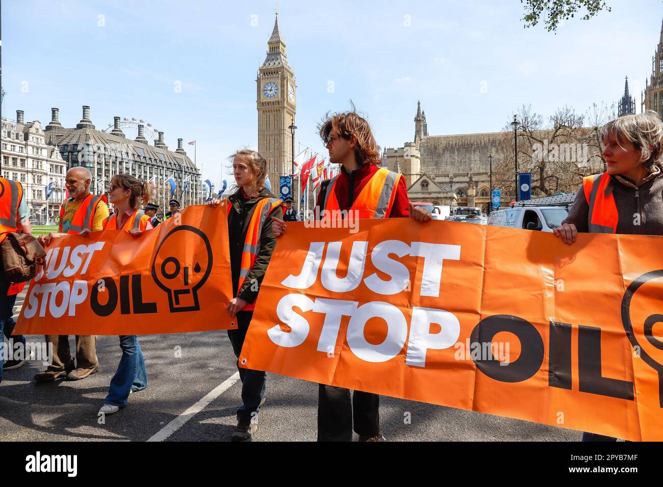 London, UK. 03rd May, 2023. Protesters from Just Stop Oil stop traffic