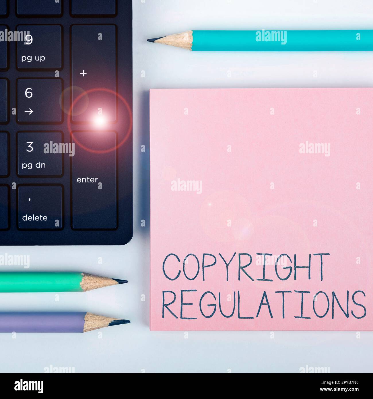 Conceptual display Copyright Regulations. Conceptual photo body of law that governs the original works of authorship Stock Photo