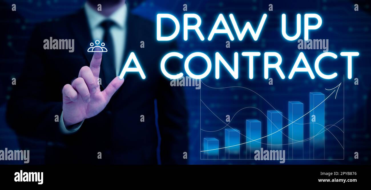 Conceptual display Draw Up A Contract. Business idea write a business agreement cooperation legal papers Stock Photo