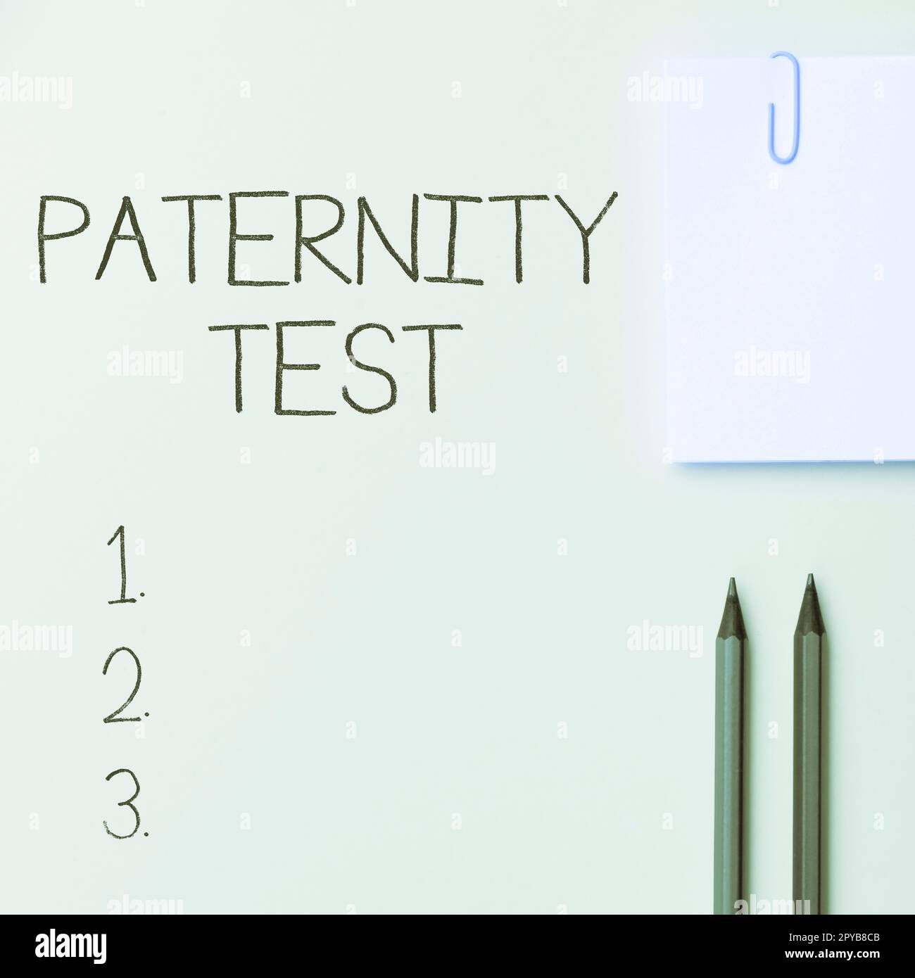 Writing displaying text Paternity Test. Concept meaning a test of DNA to determine whether a given man is the biological father Stock Photo