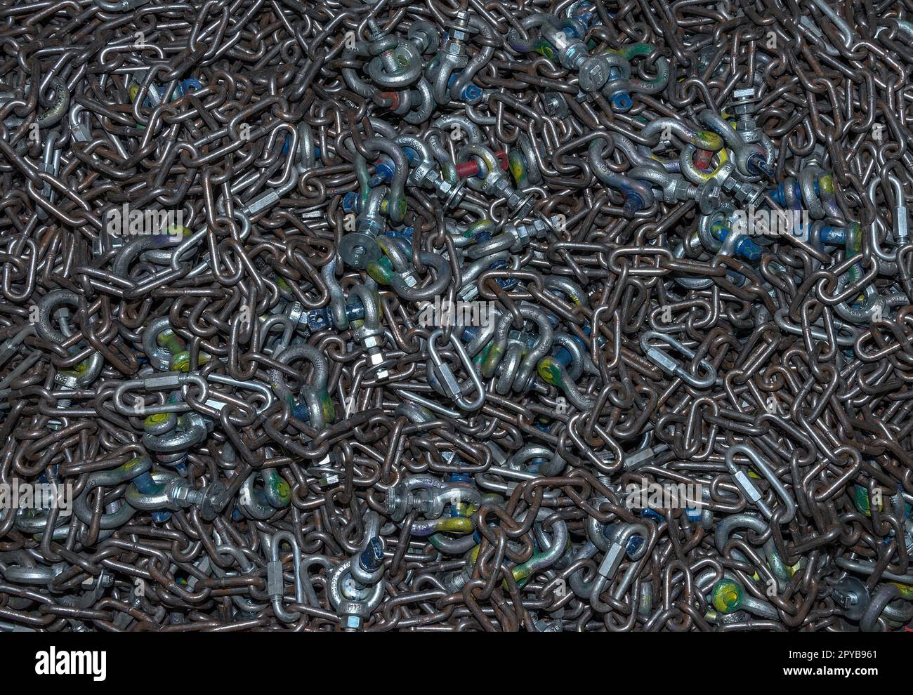 many different types of used iron shackles Stock Photo Alamy