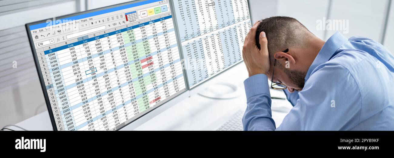 Sad Tired Medical Coding Bill Employee Stock Photo