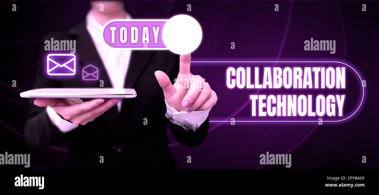 Text caption presenting Collaboration Technology. Word for joint