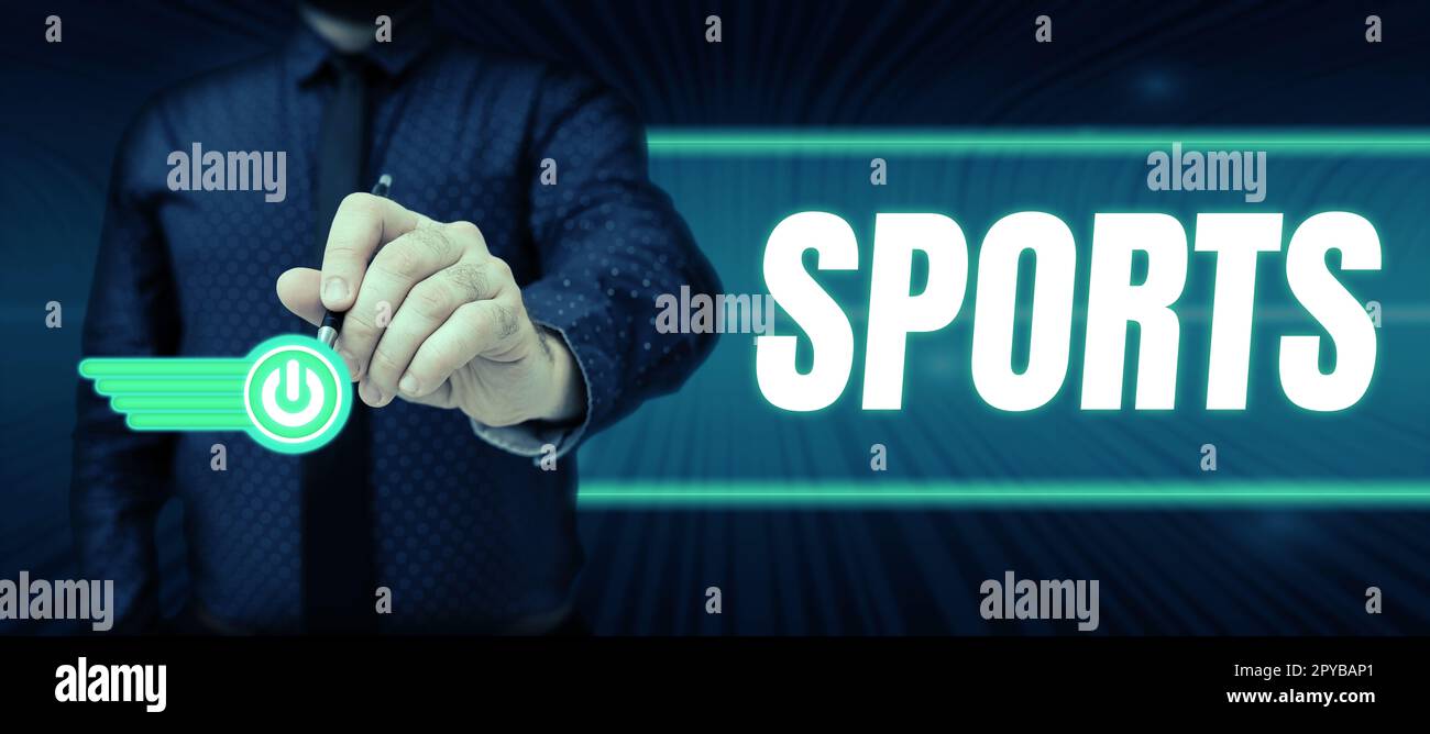 Sign displaying Sports. Business approach activity physical exertion and skill individual or team competes Stock Photo