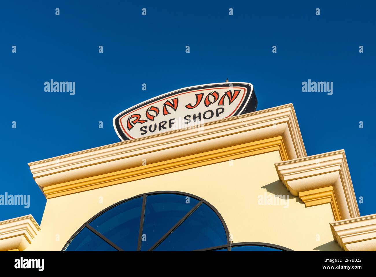 Cocoa Beach, Florida - December 29, 2022: Exterior of the famous Ron Jon surf shop, the largest surfing goods store in the world Stock Photo