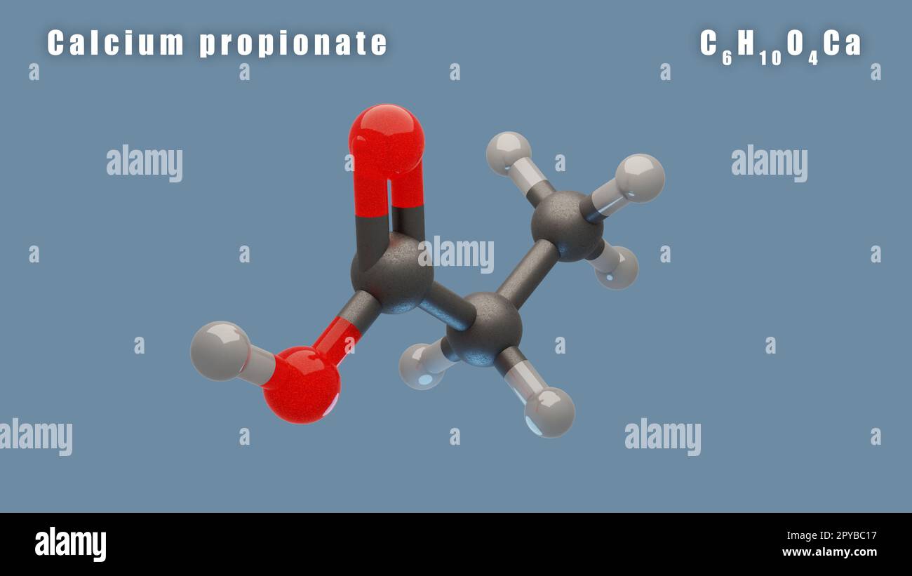Calcium Propionate Molecule Of C6H10O4Ca 3D Conformer Render Food Calcium Propionate Molecule Of C6H10O4Ca 3D Conformer Render Food