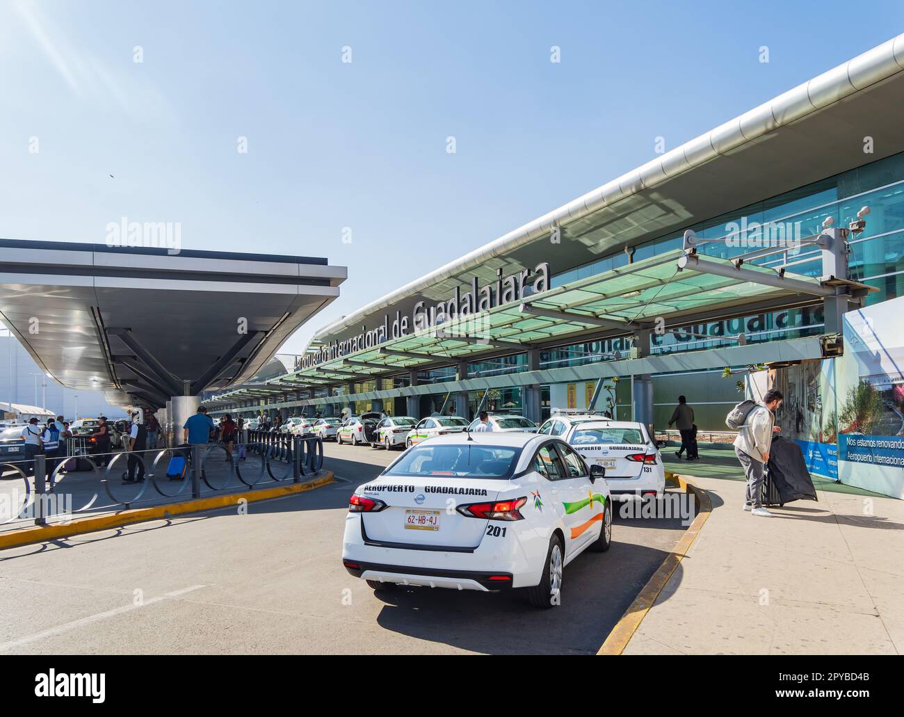 Mexico, APR 29 2023 Many taxi waiting outside the Miguel Hidalgo y