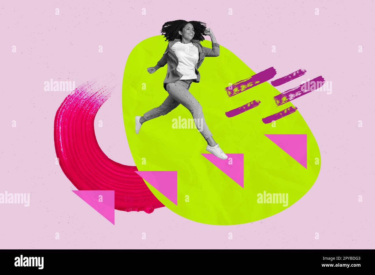 Poster banner collage of inspired lady worker follow dream job career