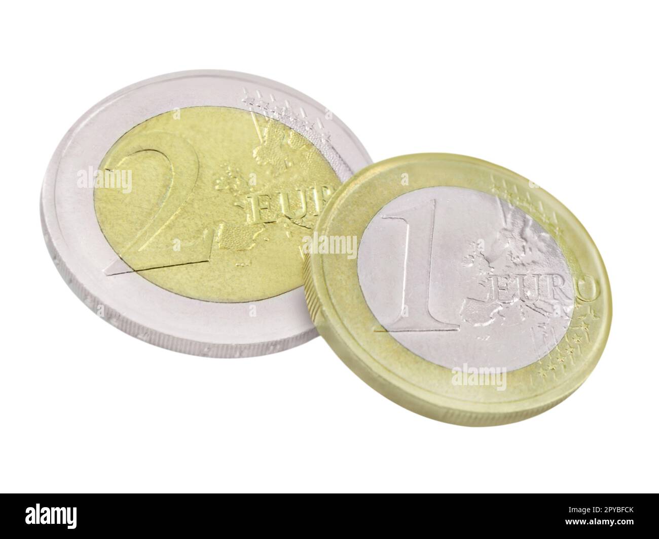 3 Euro coins isolated on white background Stock Photo