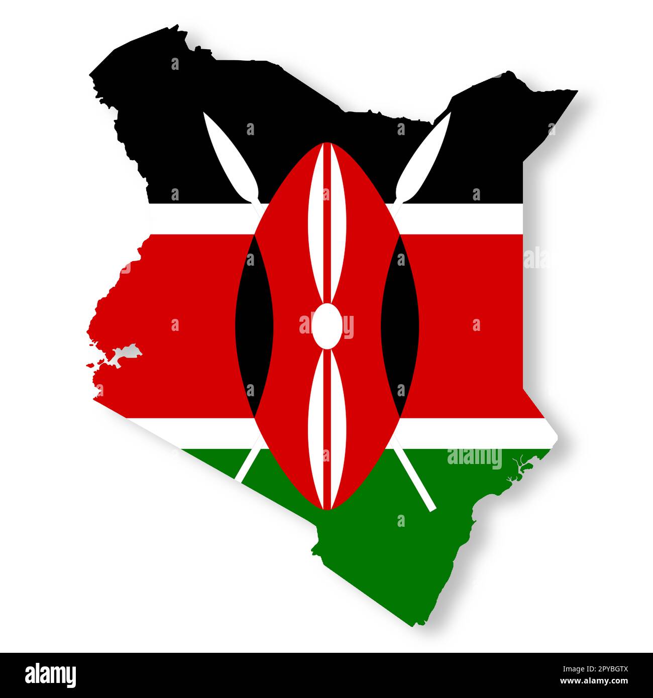 Kenya flag map with clipping path to remove shadow 3d illustration Stock Photo