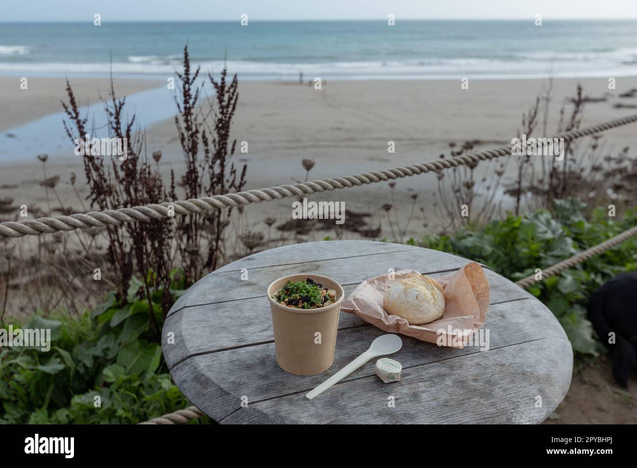 Seafood Chowder at the Hidden Hut on the 30th October 2022 at Porthcurnick Beach, Cornwall, England. Credit: SMP News Stock Photo