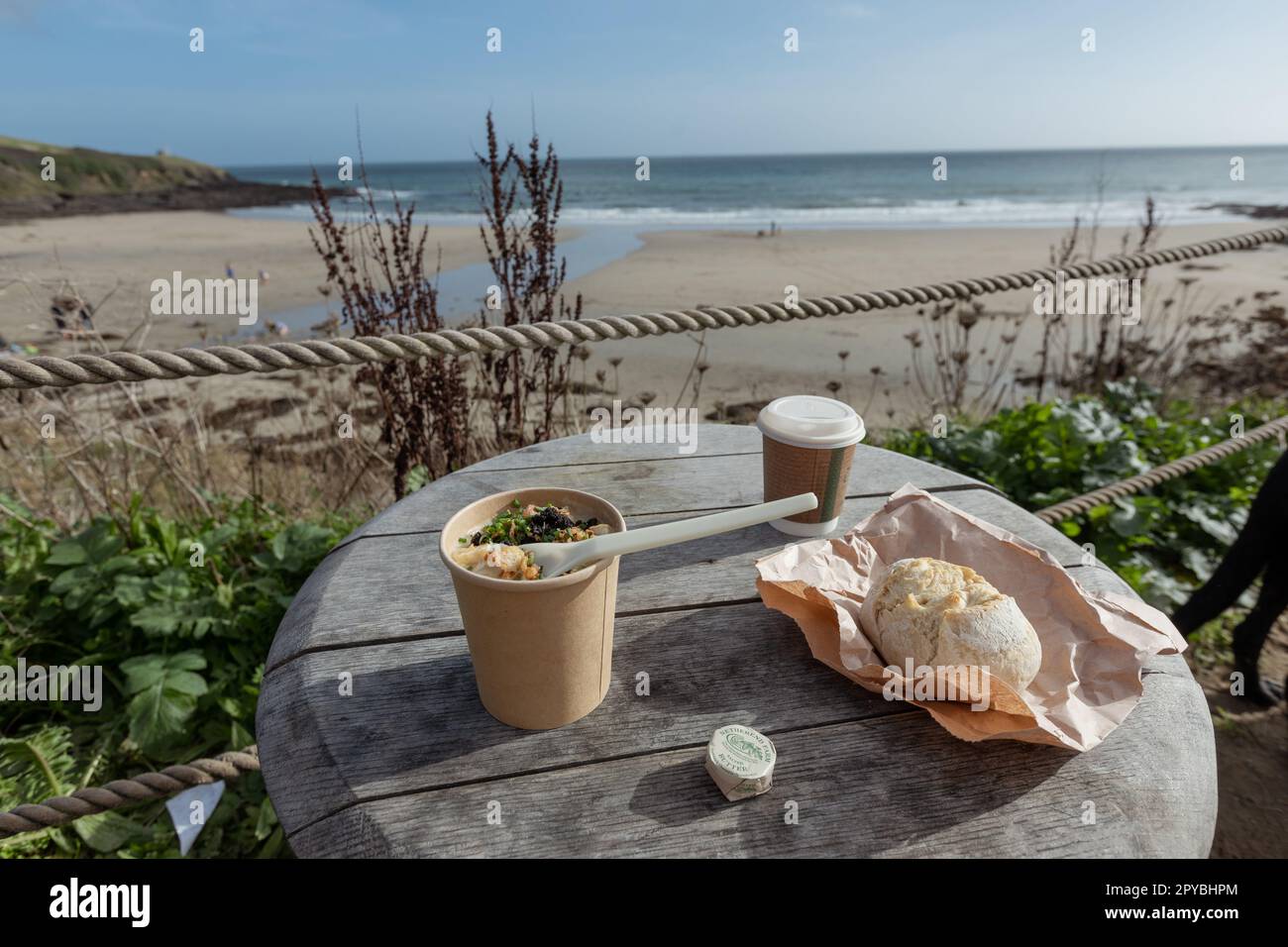Seafood Chowder at the Hidden Hut on the 30th October 2022 at Porthcurnick Beach, Cornwall, England. Credit: SMP News Stock Photo