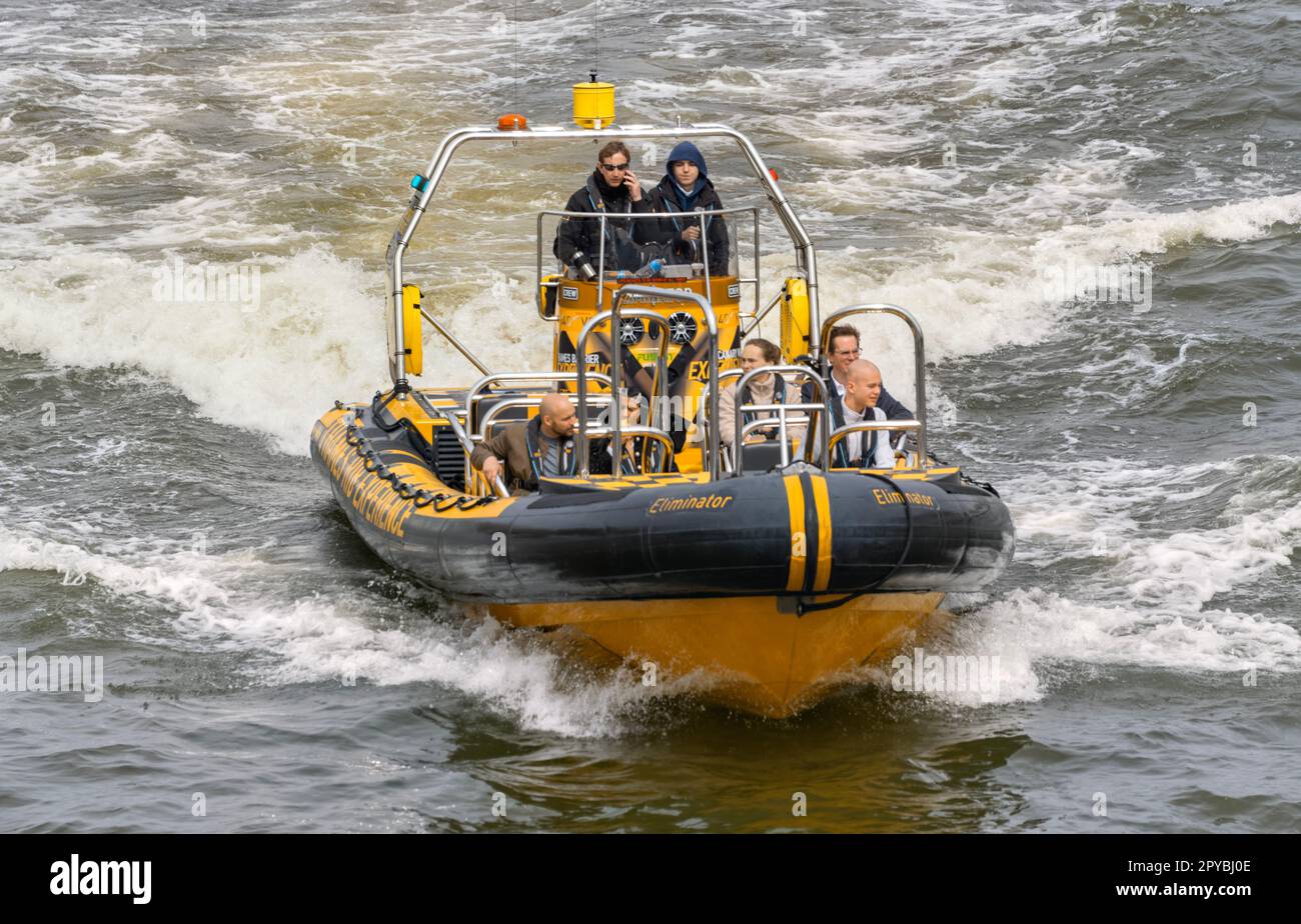 Thames Rib Experience sightseeing Speedboat on River Thames UK 30th April 2023 Stock Photo