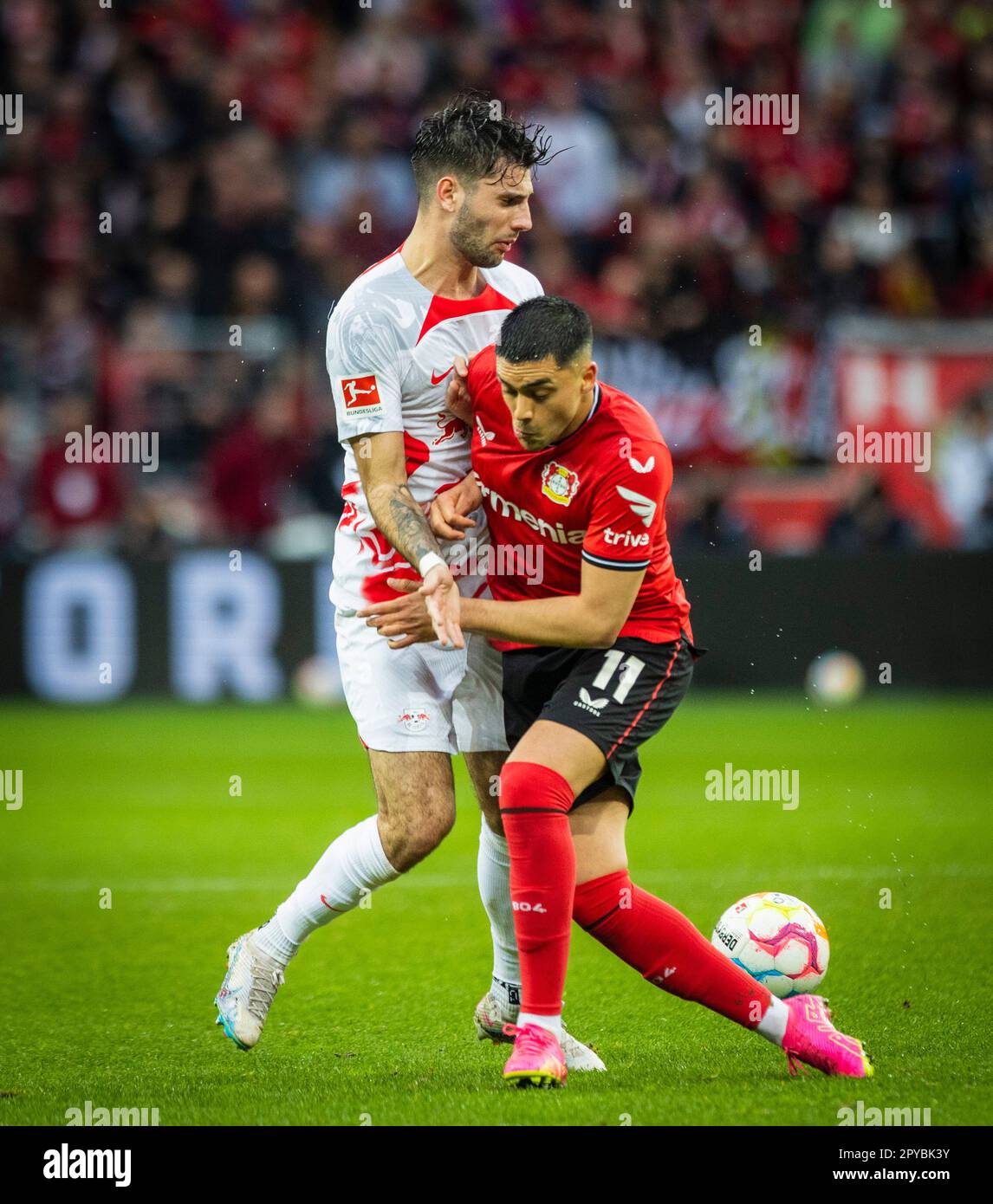 Leverkusen, Germany. 23rd Apr, 2023. Dominik Szoboszlai (RBL), Nadiem