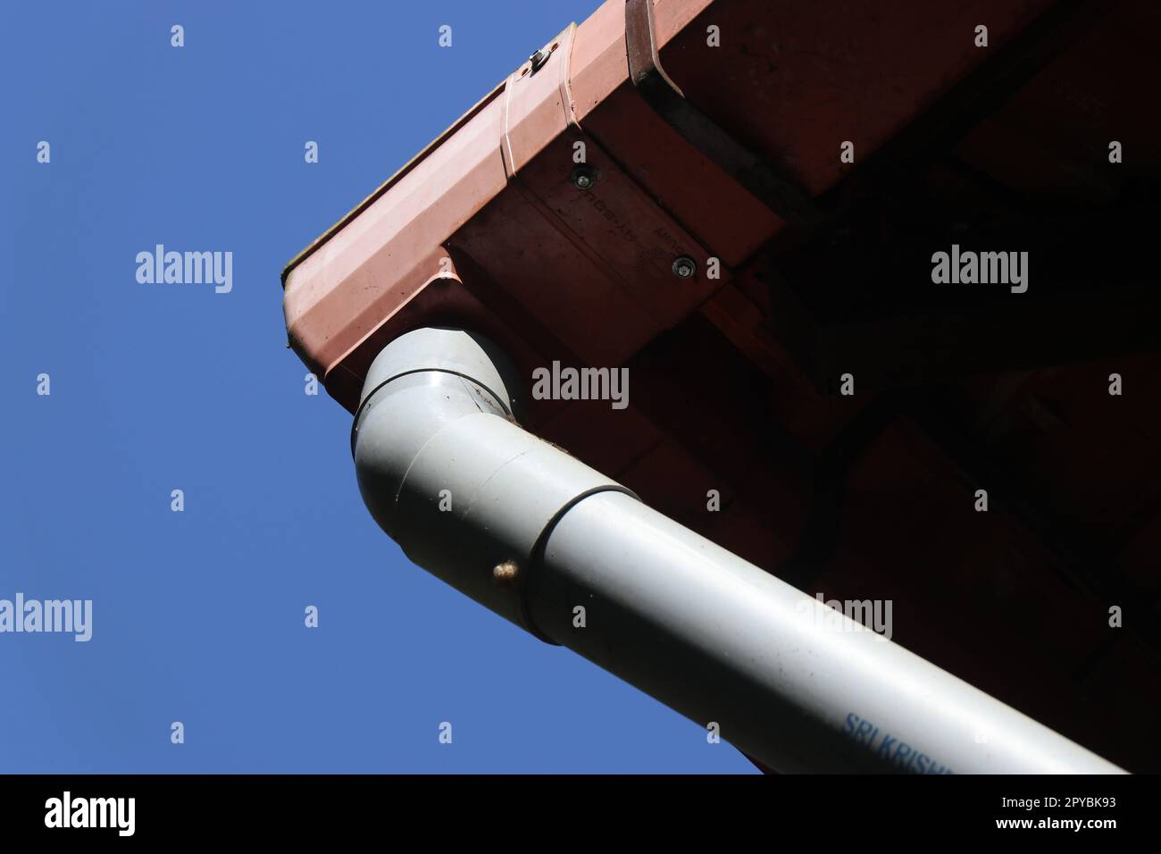 PVC pipe connected to the roof to carry rainwater from the top to