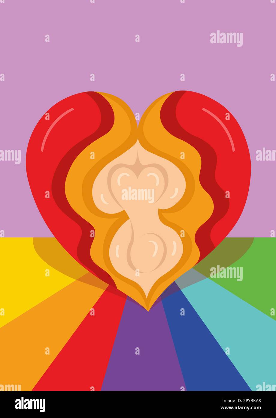 Birth, baby being born from a heart Stock Vector