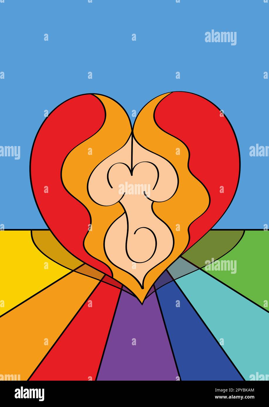 Birth, baby being born from a heart Stock Vector