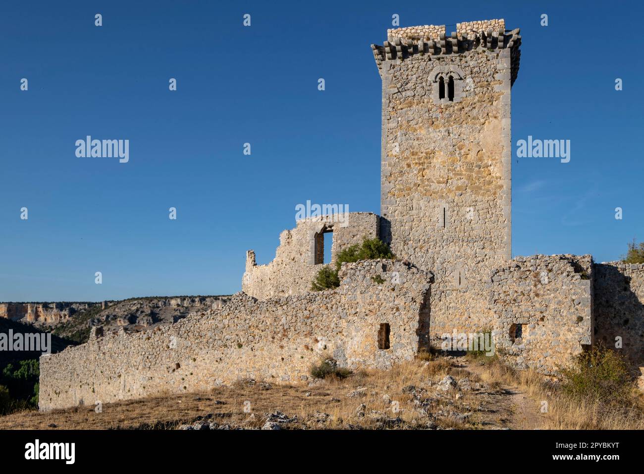 Castillo de Ucero, perteneció a la orden del Temple, Siglos XIII y XIV, Soria, Comunidad Autónoma de Castilla, Spain, Europe Stock Photo