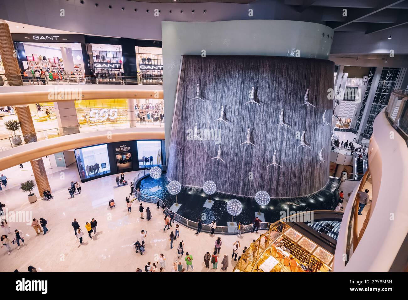 18 January 2023, Dubai, UAE Fountain waterfall in the interior of