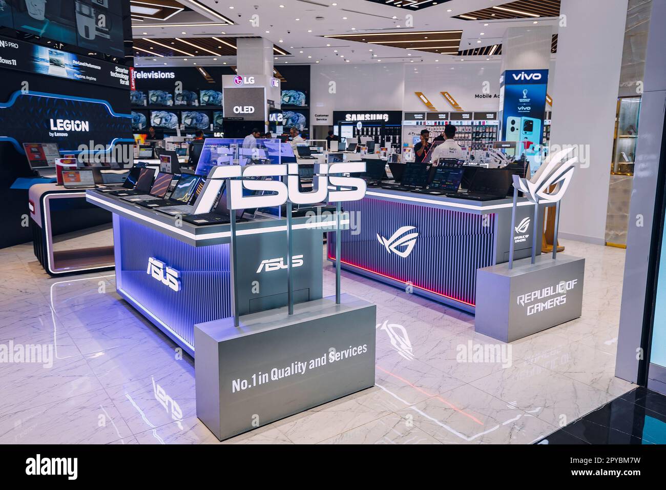 18 January 2023, Dubai, UAE ASUS computer and electronics vendor store in the Mall Stock Photo