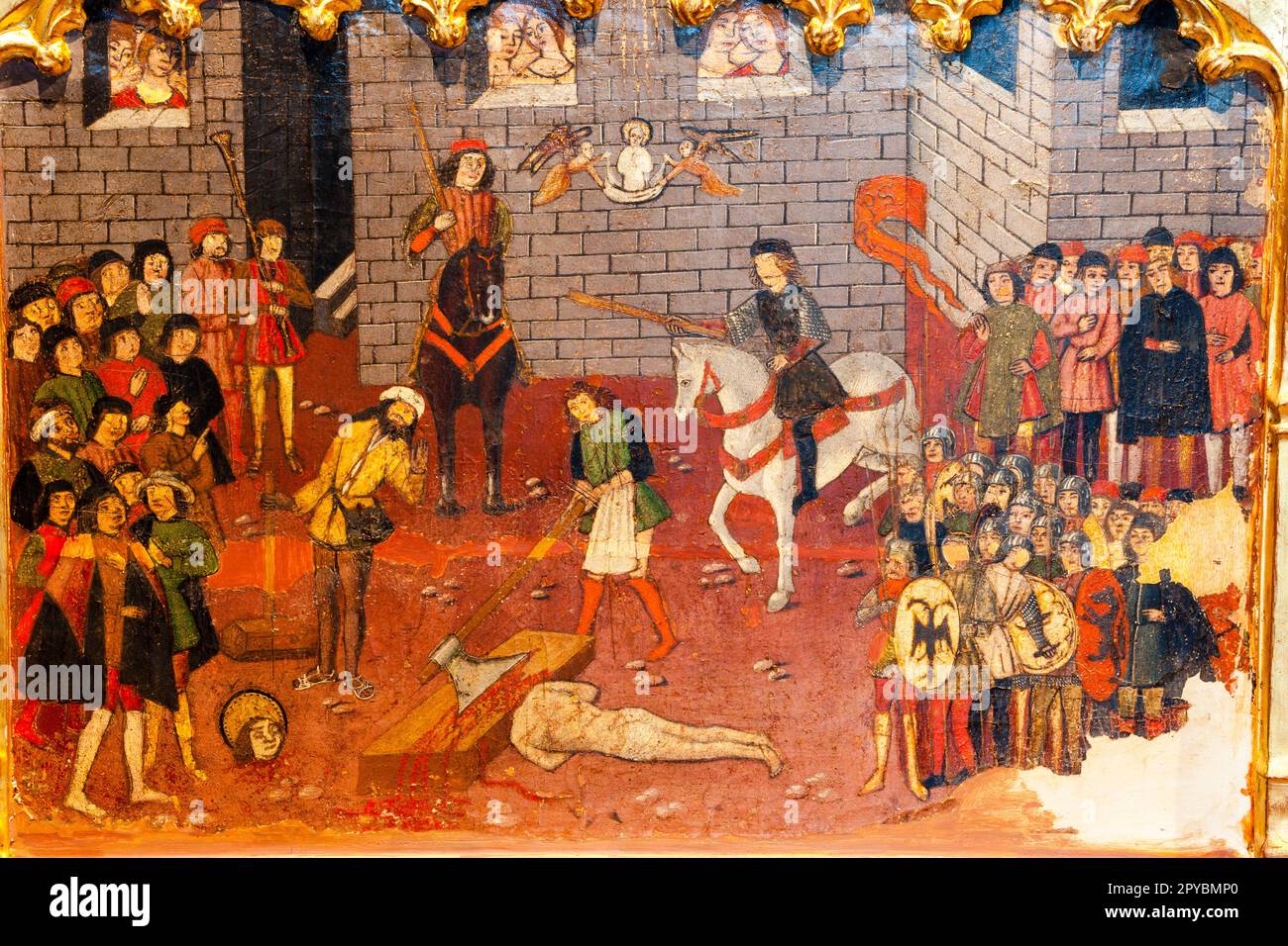 altarpiece of Saint George, predela, decapitation of Saint George , years 1468-1470, Pere Niçard, oil on wood, Palau Episcopal, -Museu Diocesà de Mall Stock Photo
