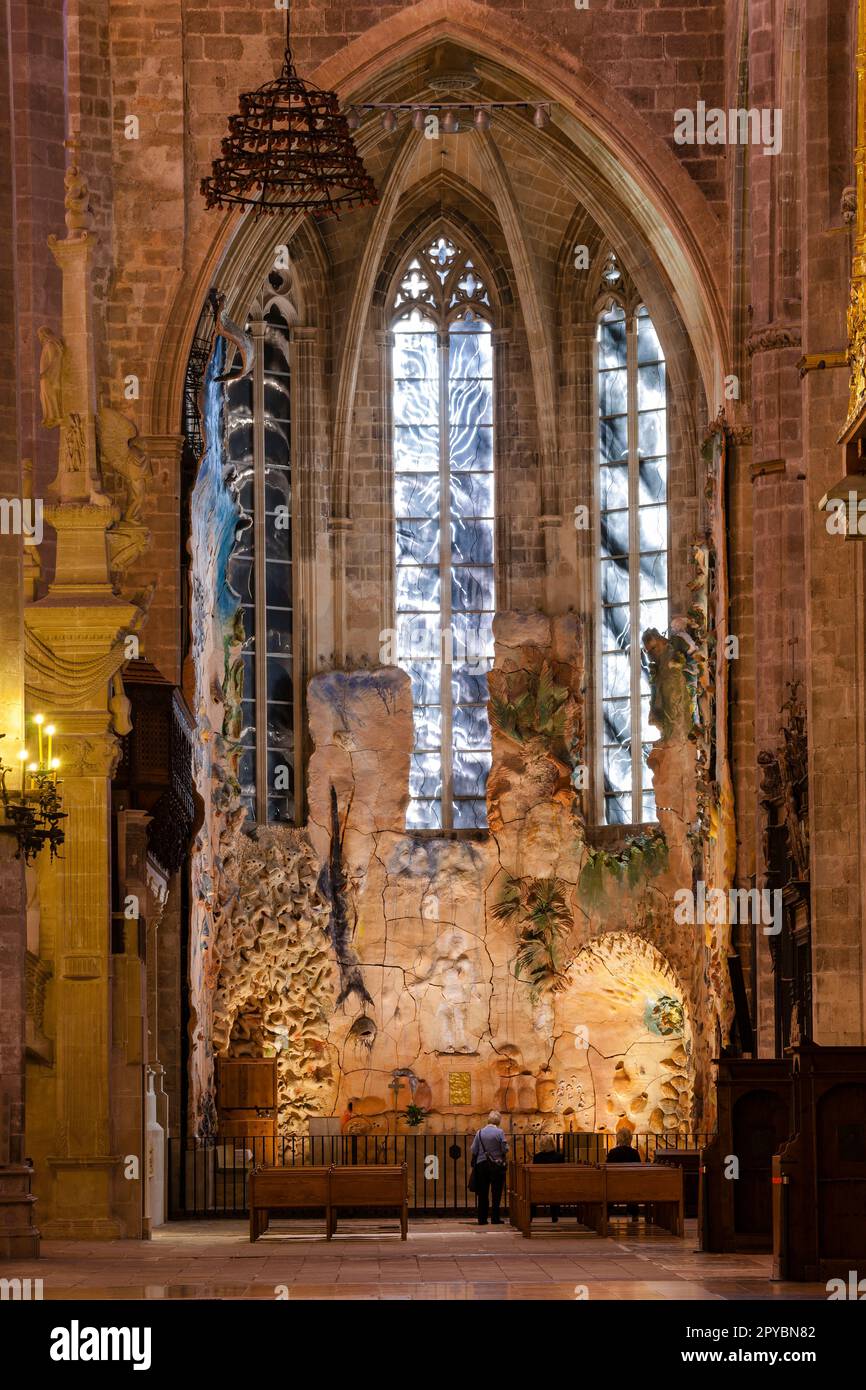 chapel of the adoration of the Eucharist,  Miquel Barceló, Cathedral of Mallorca, 13th century, Historical-artistic monument, Palma, mallorca, baleari Stock Photo