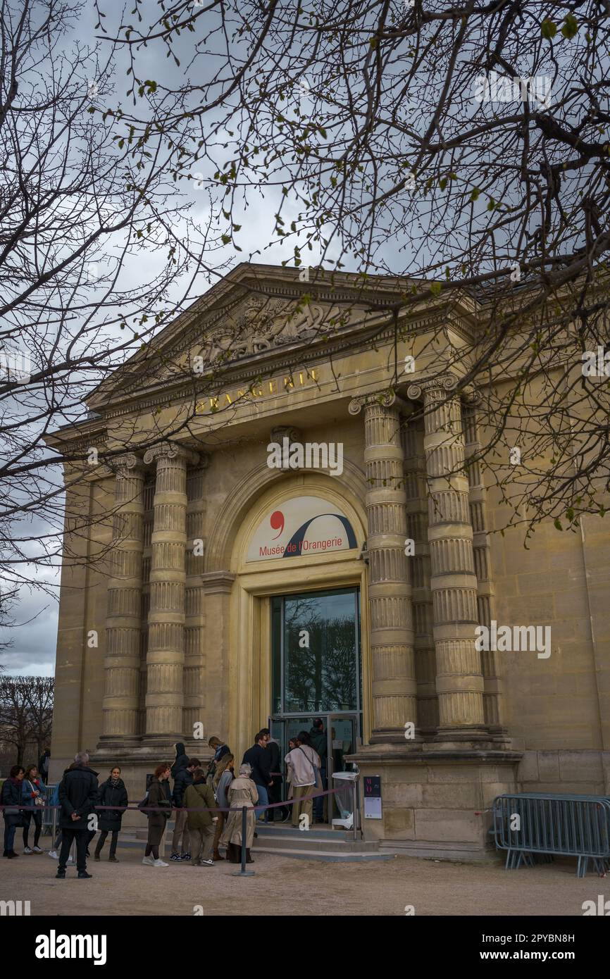 Musée de l'Orangerie entrance in springtime. Paris, France. March 25, 2023. Stock Photo