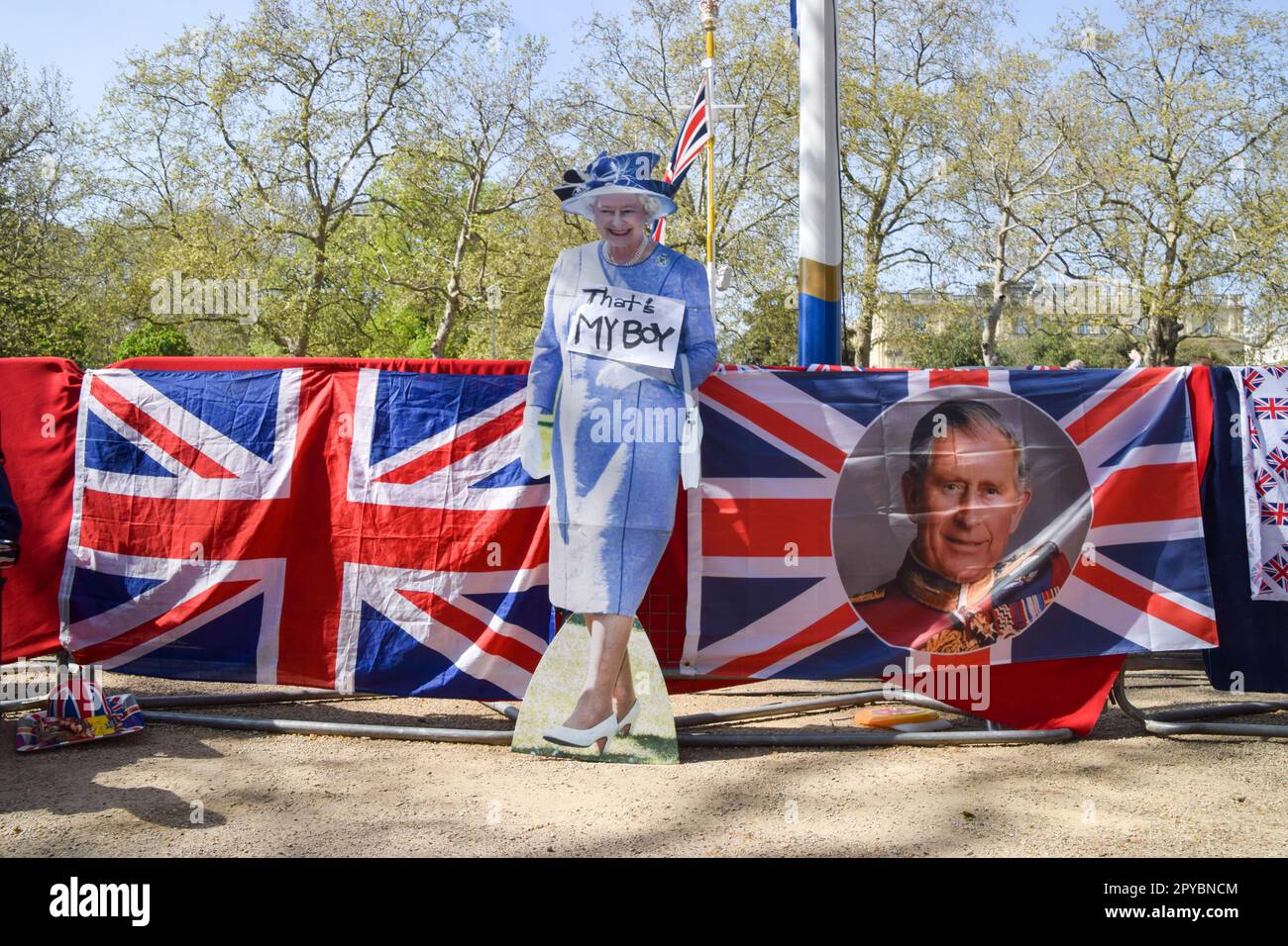 London, UK. 3rd May 2023. Royal superfans set up camp on The Mall near