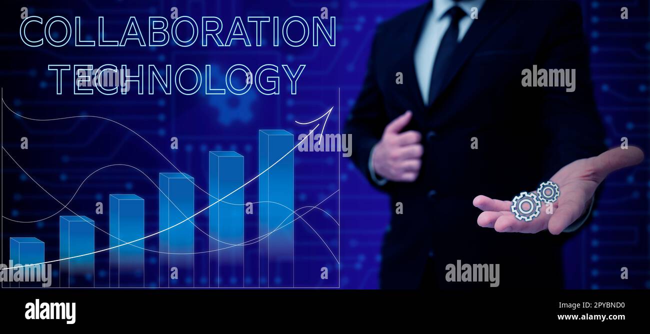 Sign displaying Collaboration Technology. Business idea joint efforts work groups to accomplish task Stock Photo