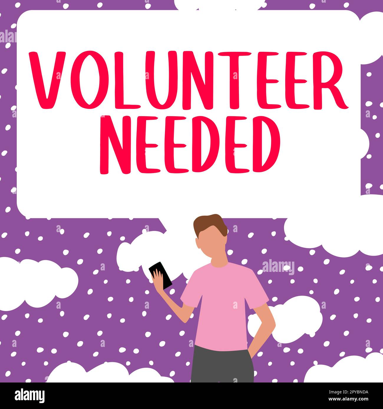 Conceptual display Volunteer Needed. Business idea Looking for helper to do task without pay or compensation Stock Photo