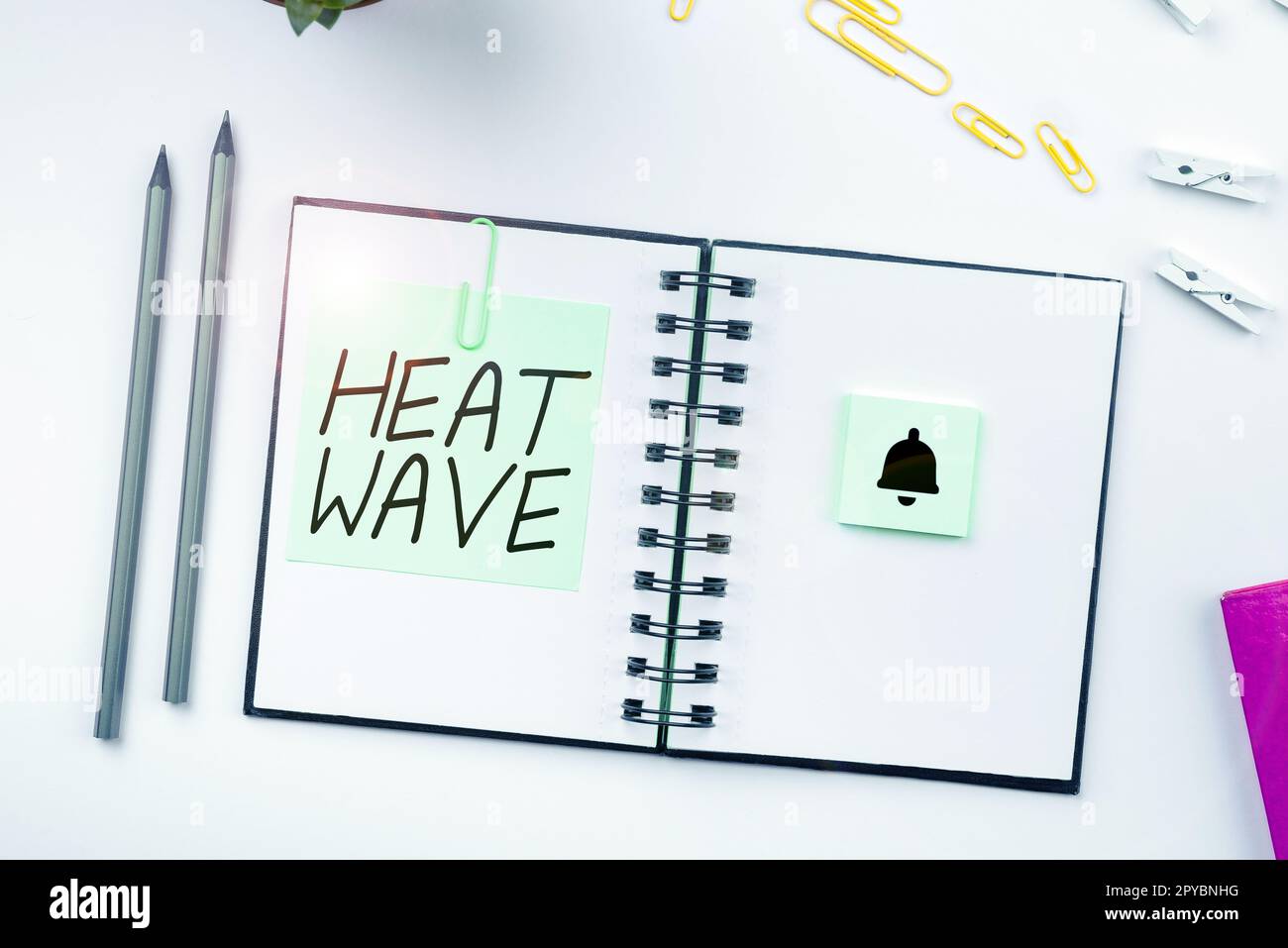 Conceptual caption Heat Wave. Word for a prolonged period of abnormally