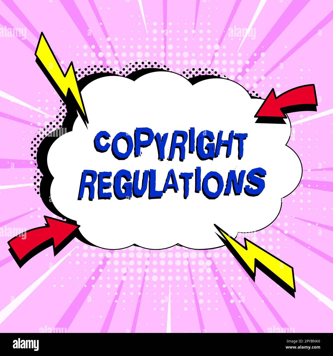 Handwriting text Copyright Regulations. Concept body of law