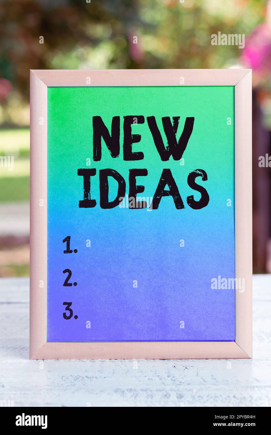 Handwriting text New Ideas. Concept meaning something original or fresh and more effective innovation Stock Photo
