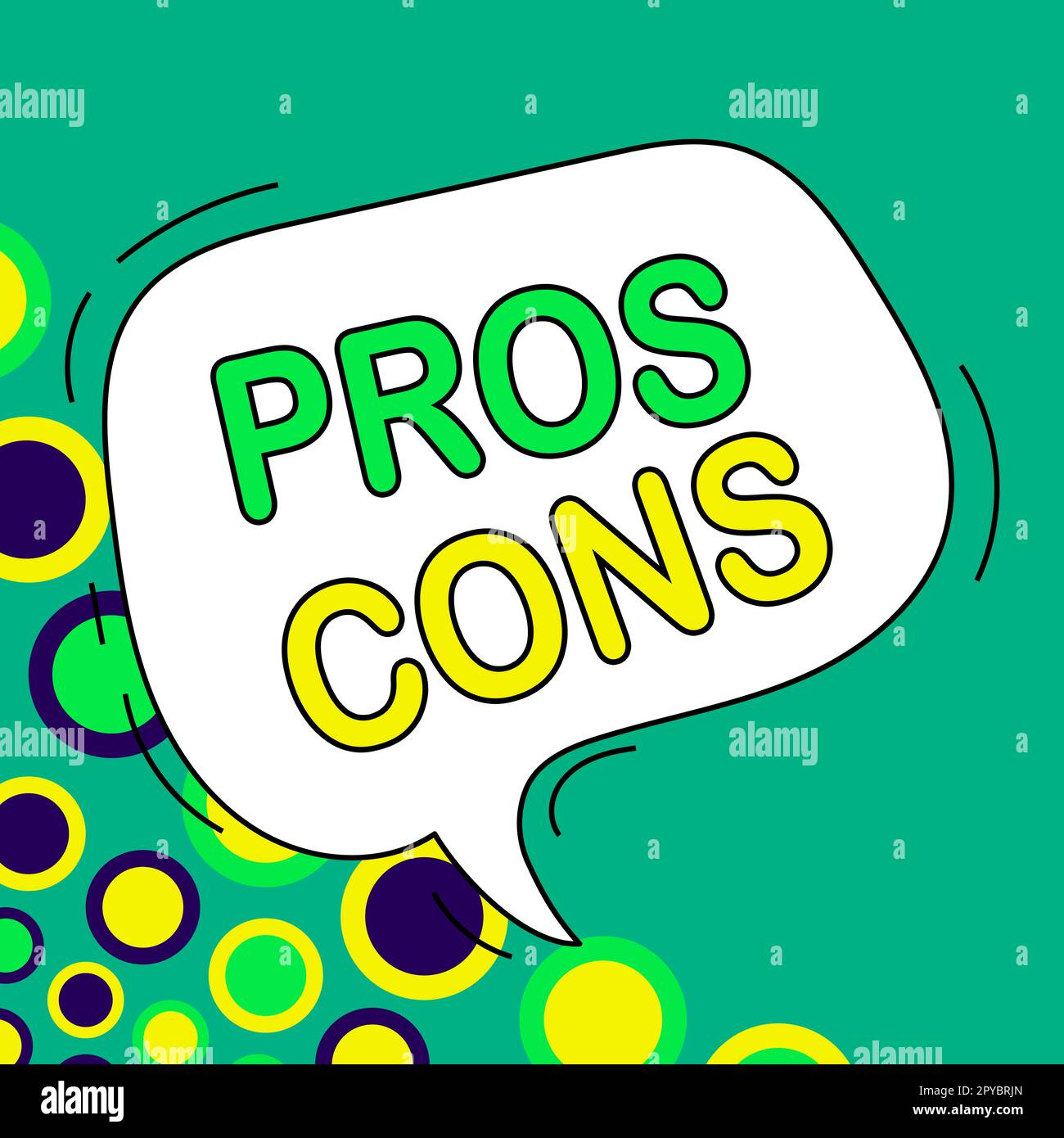Text caption presenting Pros Cons. Internet Concept The favorable and ...
