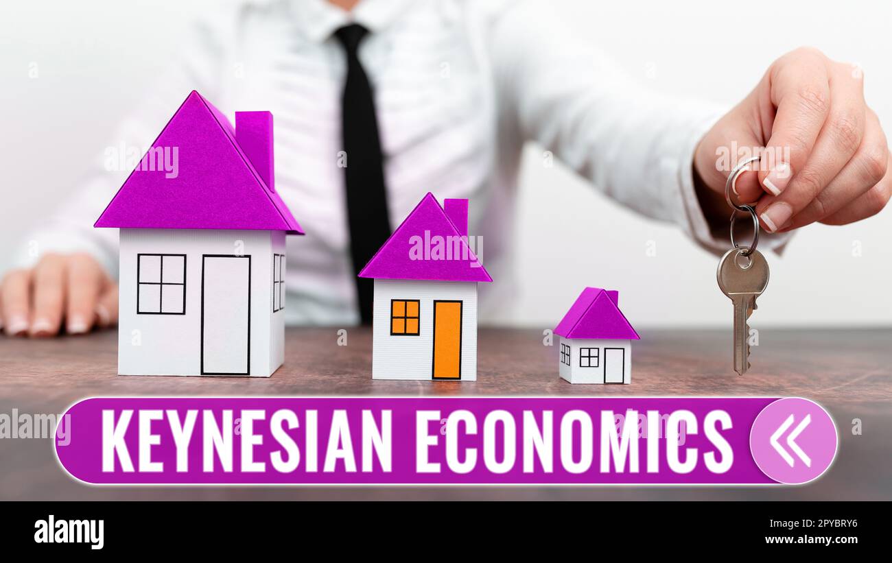 Writing displaying text Keynesian Economics. Business overview monetary and fiscal programs by government to increase employment Stock Photo