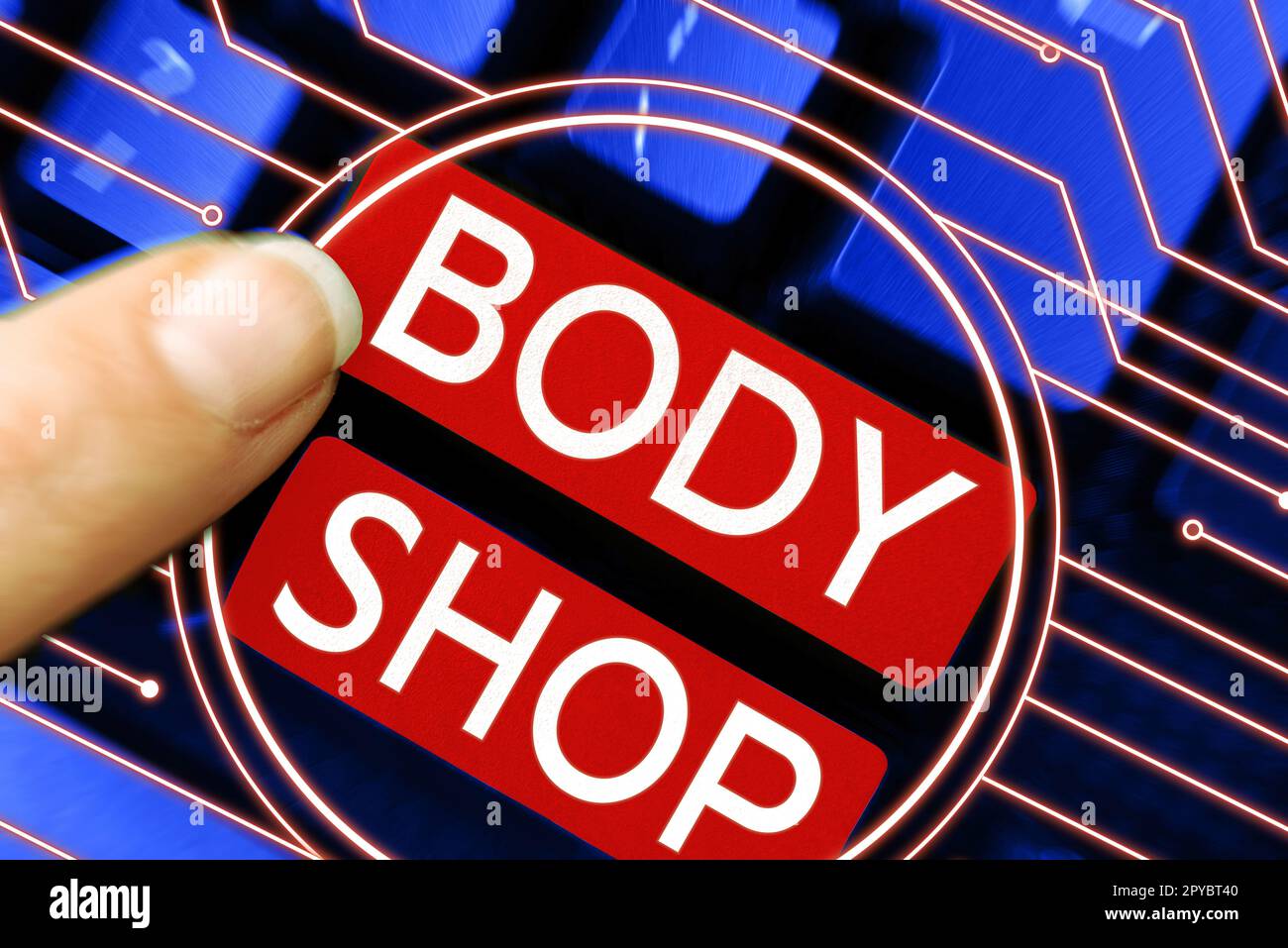 Hand writing sign Body Shop. Business approach a shop where automotive bodies are made or repaired Stock Photo
