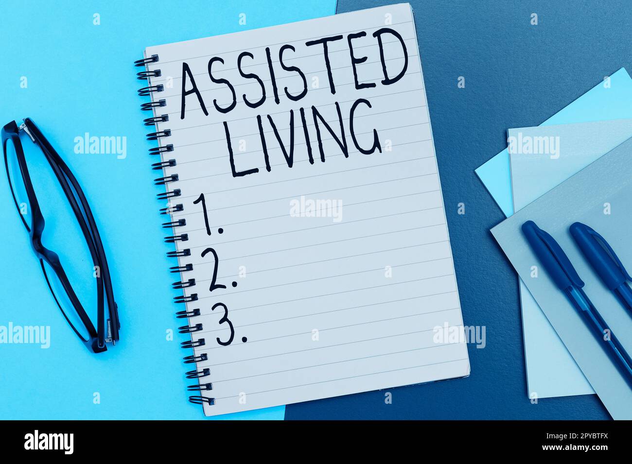 Sign displaying Assisted Living. Word Written on longterm care